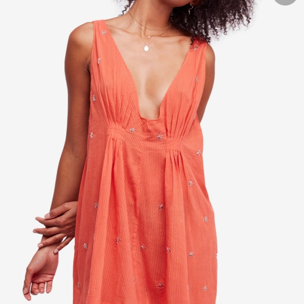 Free People Intimately beaded star slip dress/cover up coral